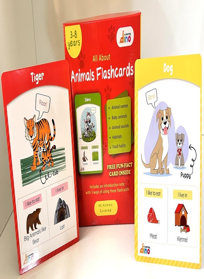 Learning dino Animals and Their Babies Flashcards | Animal Sound | Animal Habitat Flashcards for 3 Year Plus - 40 Animals - Non tearable and Water Resistant | Reusable - Image 2
